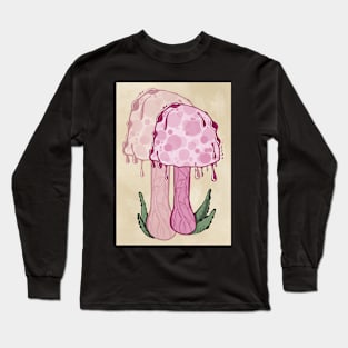 Pink Classic Portrait Style Cottagecore Mushroom Long Sleeve T-Shirt